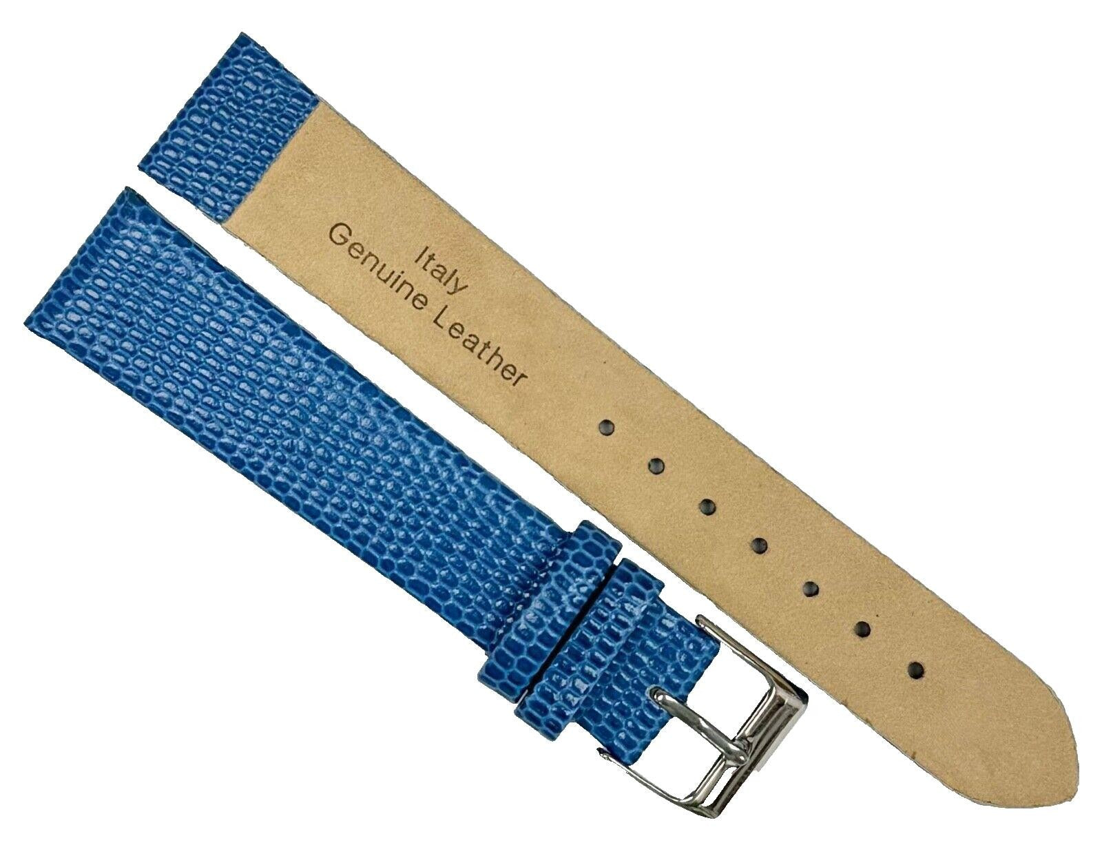 Watch Band Genuine Leather BLUE  Lizard Grain Flat 20MM Excellent Quality