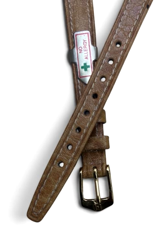 10 mm Ladies Camel Grain Tan Genuine Leather Watch Band - open end