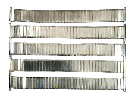 5 Pcs of Bands, 16-21 MM Silver Tone Stretch Watch Band Stainless Steel