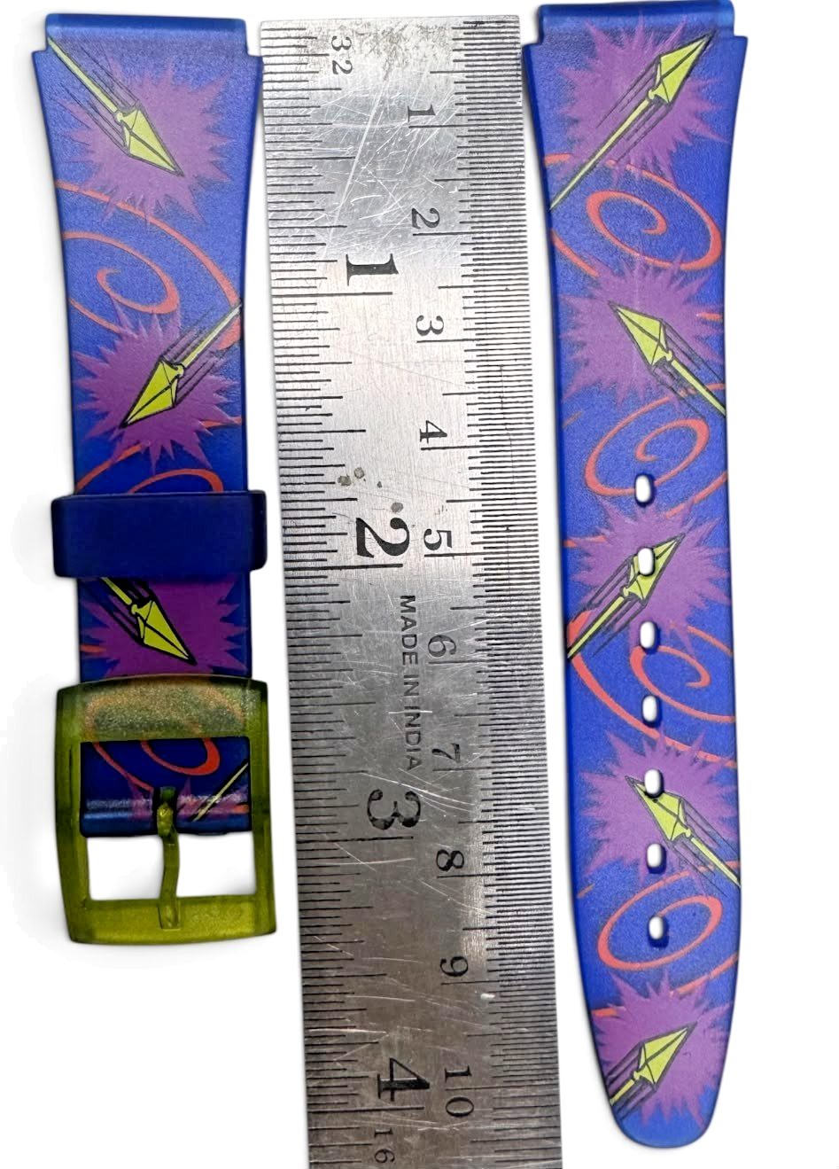18MM PLASTIC PVC WATCH BAND BLUE ROCKET DESIGN WATER PROOF