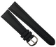 Genuine Leather Watch Band 20mm Padded Classic Plain Grain Stitched in Black