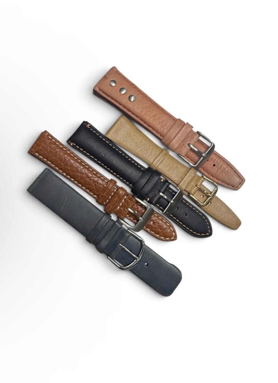 LIMITED LOT OF 10 WATCH LEATHER BANDS MIX SIZE STYLE AND COLORS 16-20mm