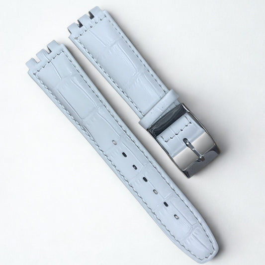 Genuine Leather 17mm White Leather Watch Bands - Swatch Watches Replacement Band