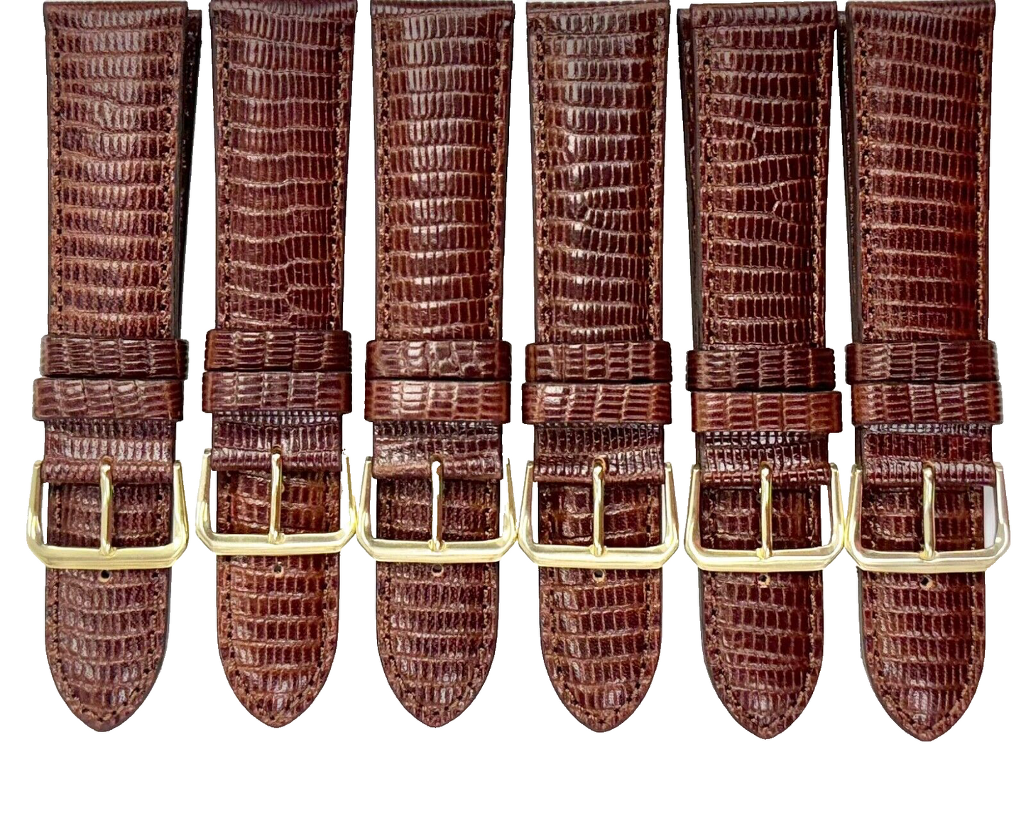 Best Quality WATCH BAND BROWN GENUINE LEATHER LIZARD GRAIN 22MM R (lot of 6)