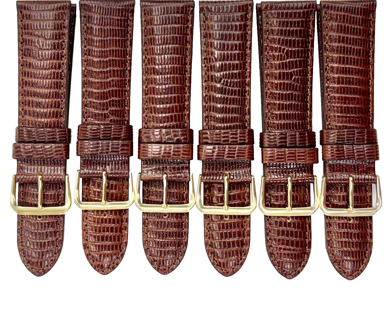 Best Quality WATCH BAND BROWN GENUINE LEATHER LIZARD GRAIN 22MM R (lot of 6)