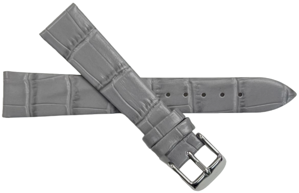 Lot of 6PCS Dark Gray Leather Flat Unstitched Alligator Grain Watch Band 18MM