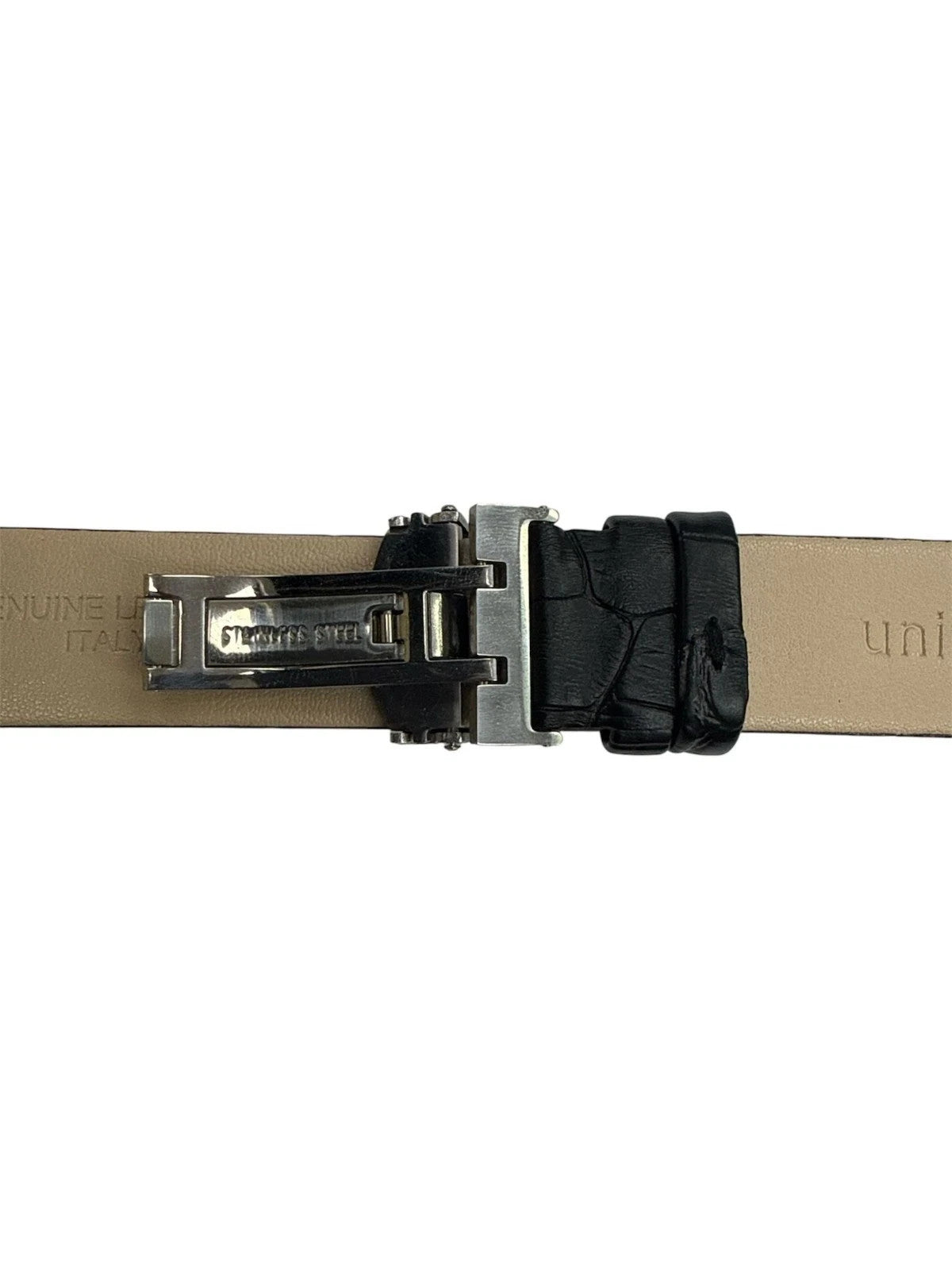 16MM 18MM 20MM 22MM 24MM BLACK WATCH BAND Alligator Grain Deployment Clasp