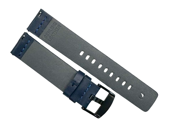 Flat Watch Bands, Blue Plain Genuine Leather 20MM to 24MM /Fits to MVD