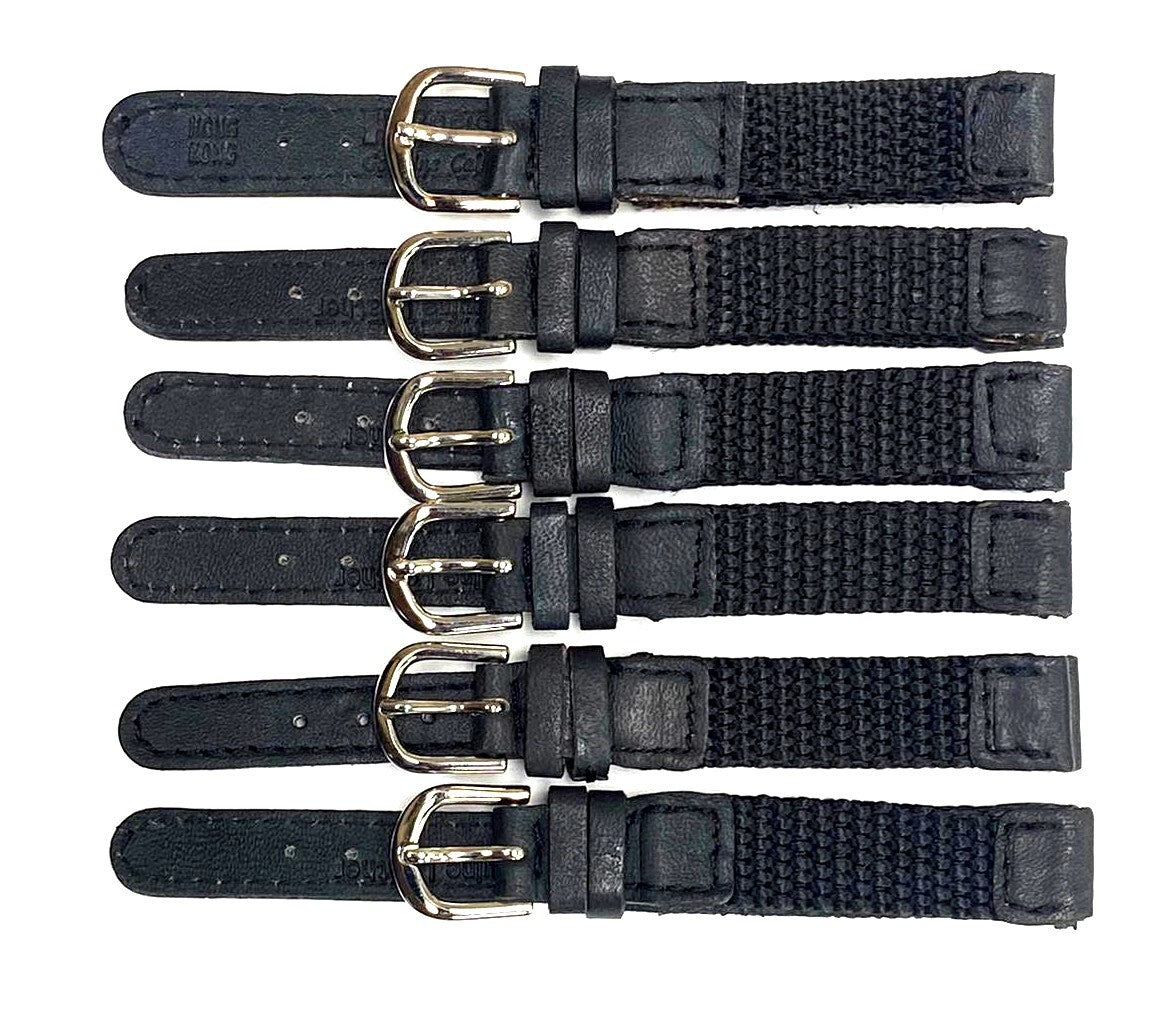 Lot of 6Pcs Watch Bands Black Leather & Fabric Fits Swiss Army ladies Watches
