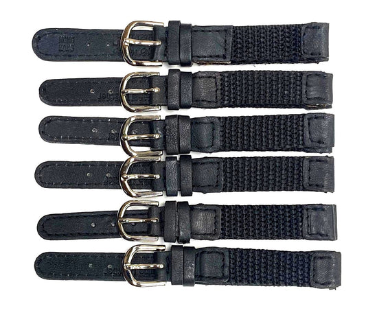 Lot of 6Pcs Watch Bands Black Leather & Fabric Fits Swiss Army ladies Watches