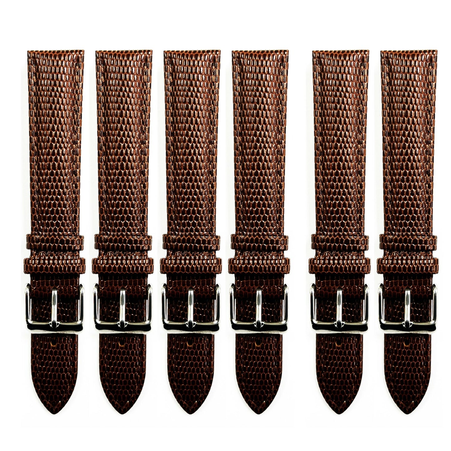 Lot of 6 Watch Bands Brown Genuine Leather Lizard Grain Padded  A1 Quality