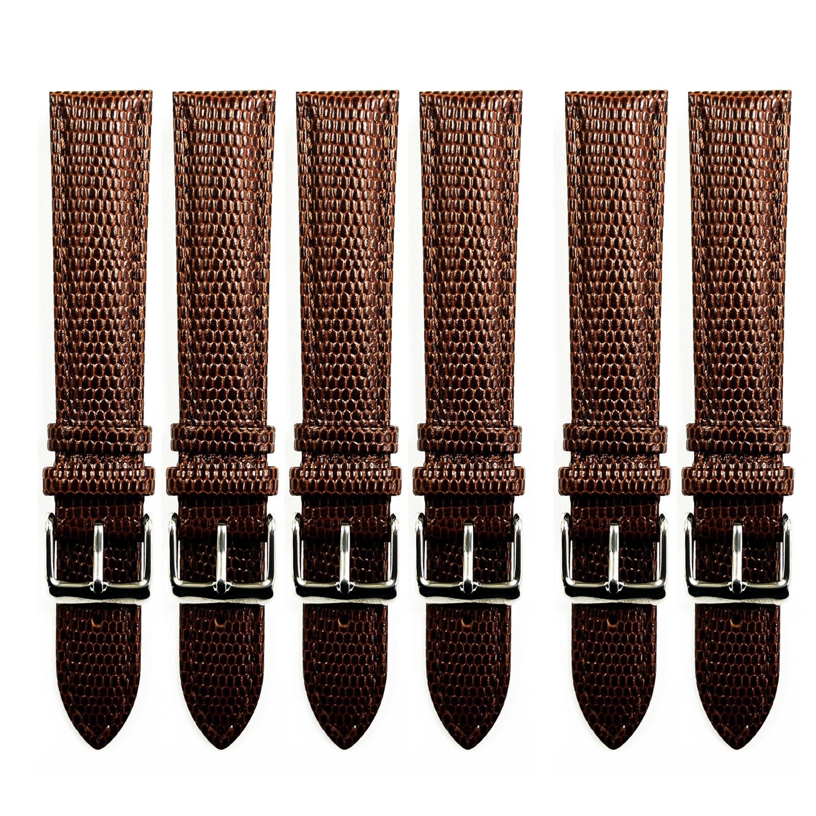 Lot of 6 Watch Bands Brown Genuine Leather Lizard Grain Padded  A1 Quality
