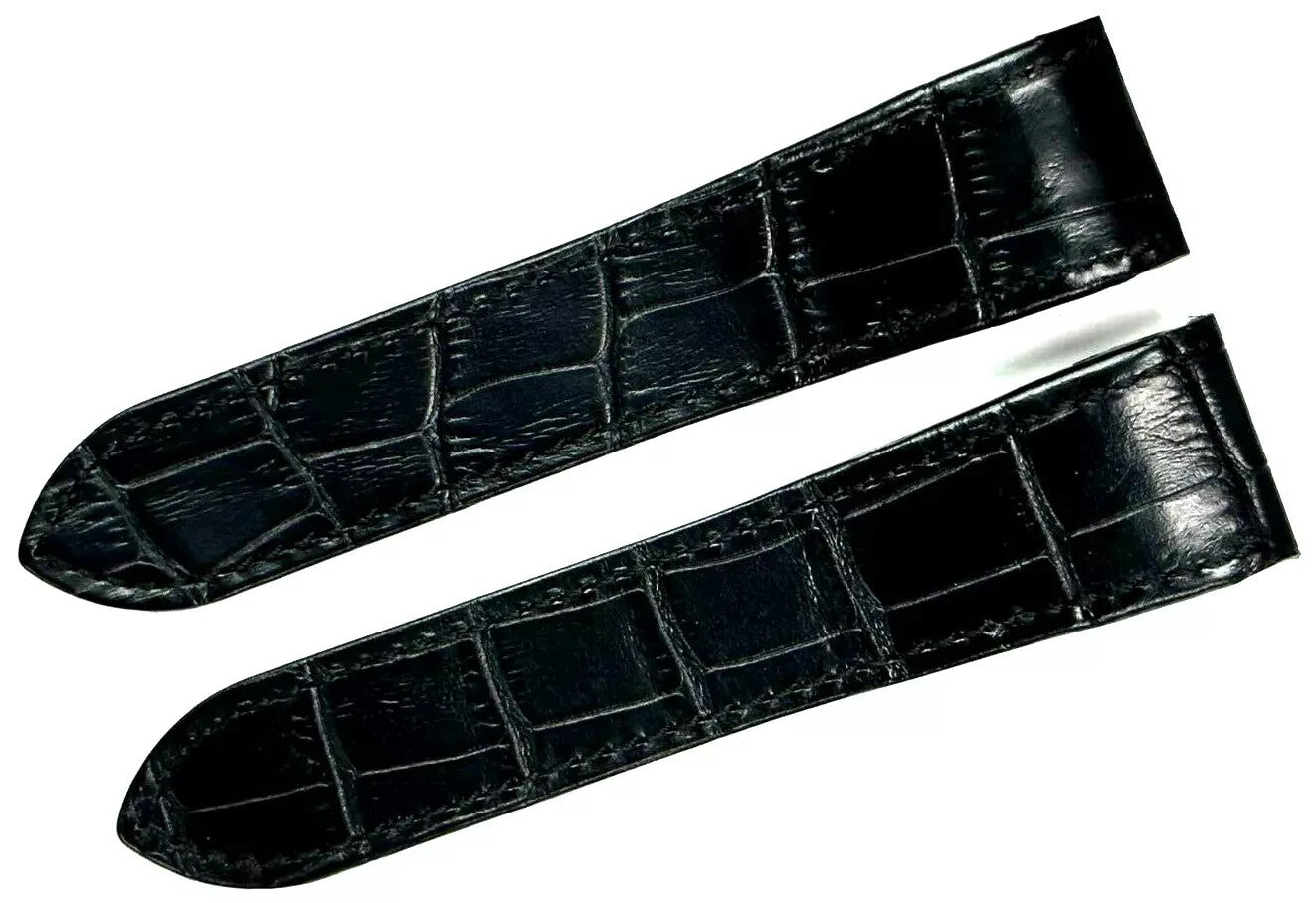WATCH LEATHER BAND STRAP FOR CARTIER SANTOS 100XL 23MM BLACK WATCH 38MM TOP QLTY