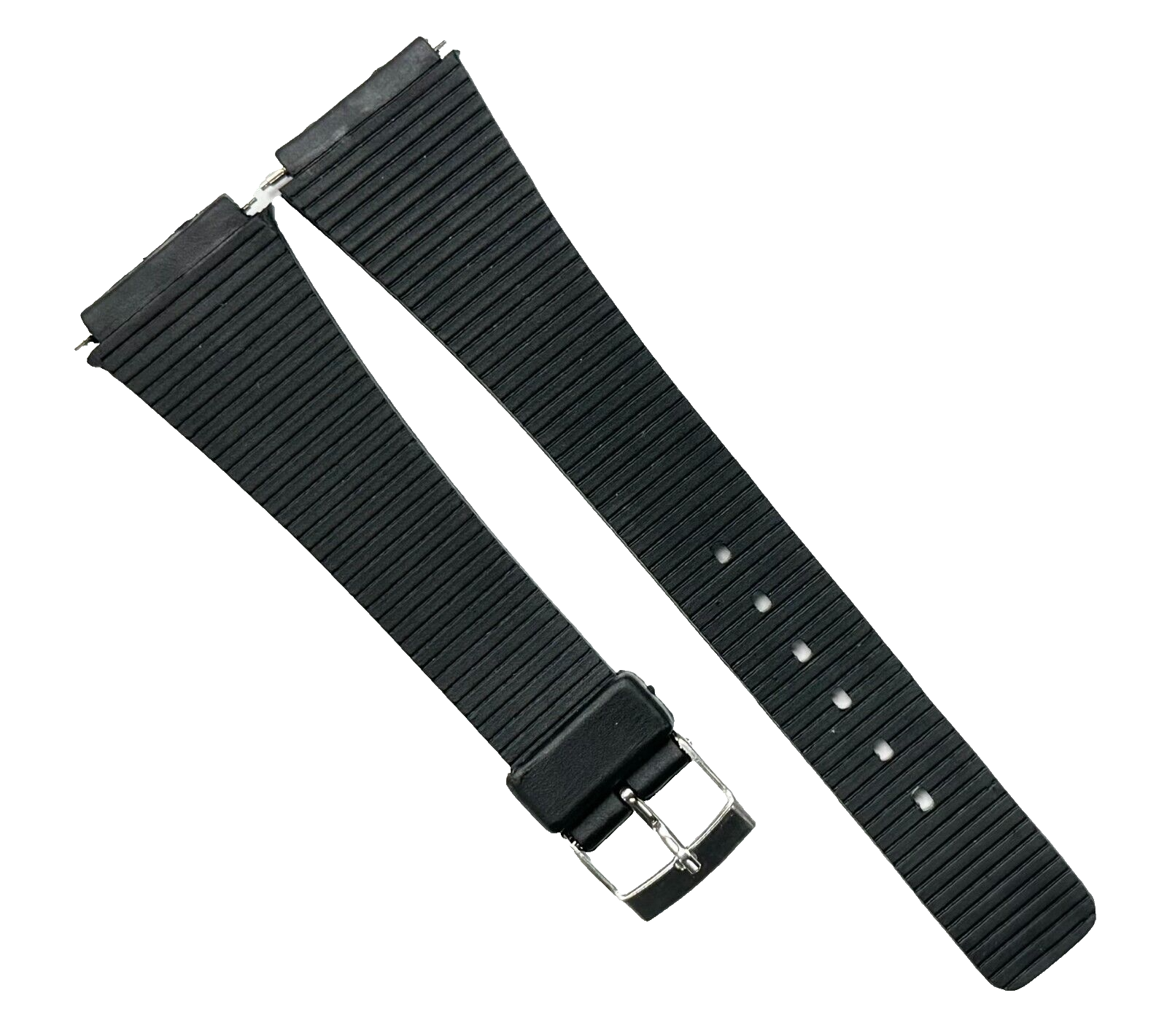 19MM PVC Black, Flat & Slim Watch Band for Casio, Timex, Citizen & others