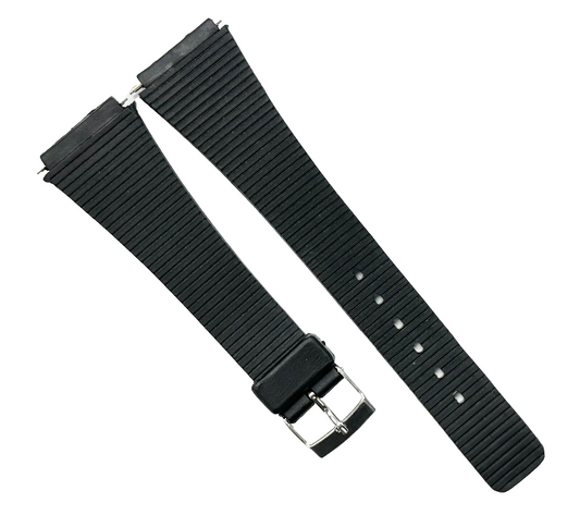 19MM PVC Black, Flat & Slim Watch Band for Casio, Timex, Citizen & others