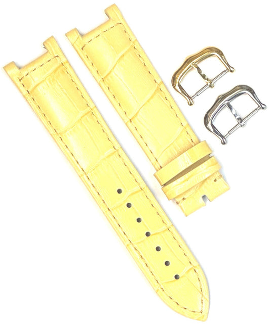 Watch Band For Cartier PASHA Alligator Grain Size 18x16mm Yellow Color