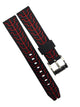 High-Quality Red Pattern Silicone Flat Stitched Watch Band – 20/22/24MM