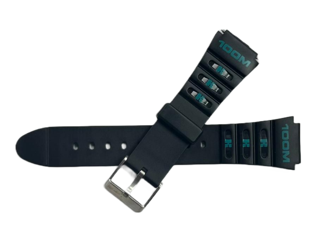 Timex Men's Ironman Rubber Watch Band strap Black Pine Green  Imprints 19mm