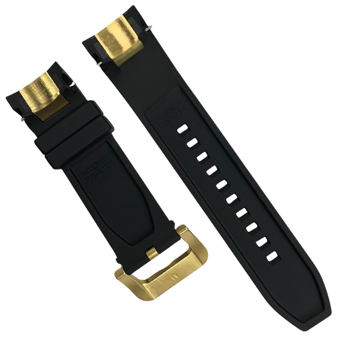 Genuine Invicta Model 0899 - Black Rubber Watch Band - 20mm Lug 24mm Buckle