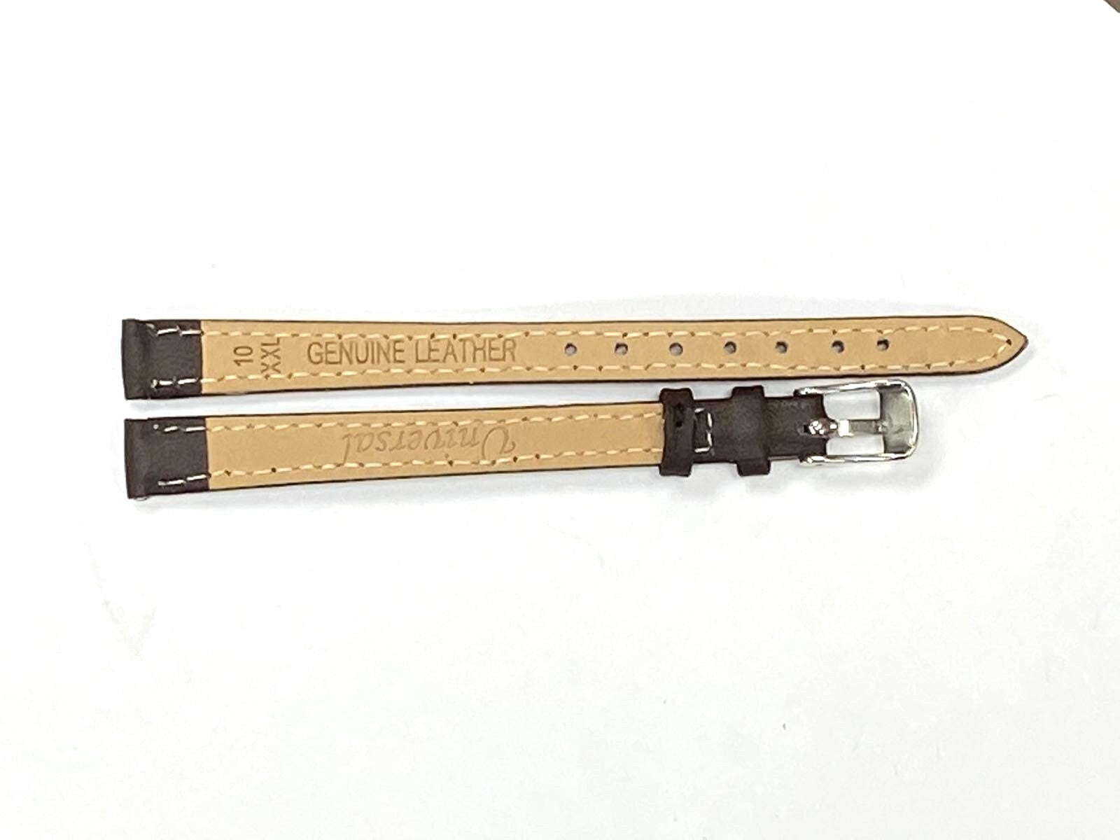 Watch Band Flat Genuine Leather Plain Brown 10,12,14,16,18,20,22 24mm XXL