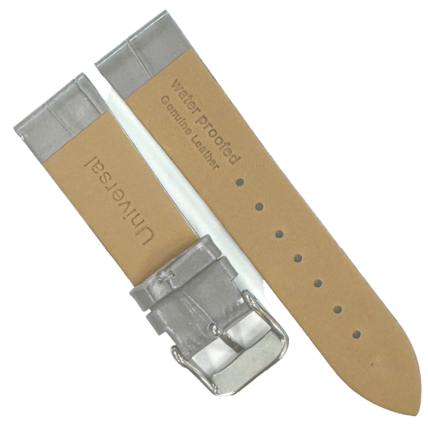 New Watch Band Light Gray Genuine Leather Alligator Grain (Flat, Short) 18x14 MM