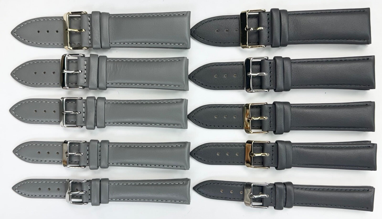 Watch Bands Genuine Leather Grey Plain Padded 16,18,20,22,24mm