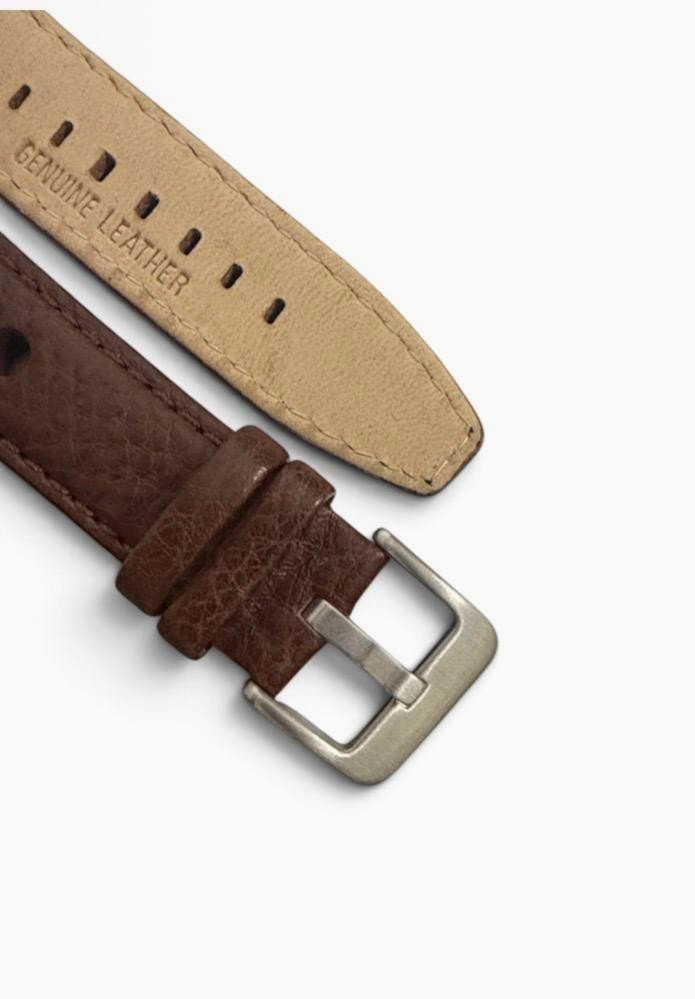 Racing watch rally band textured brown calf grain thick leather 20mm big holes