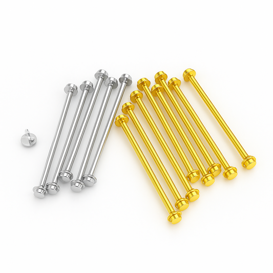Gucci Style Gold & Silver T-Bars | 3mm Head | 1.3mm Tube | 8–40mm | Lot of 10