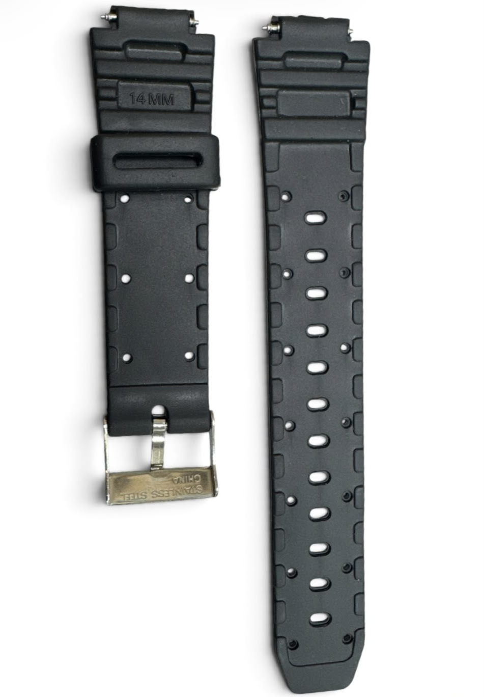 14MM BLACK PLASTIC PVC WATCH BAND FOR CASIO