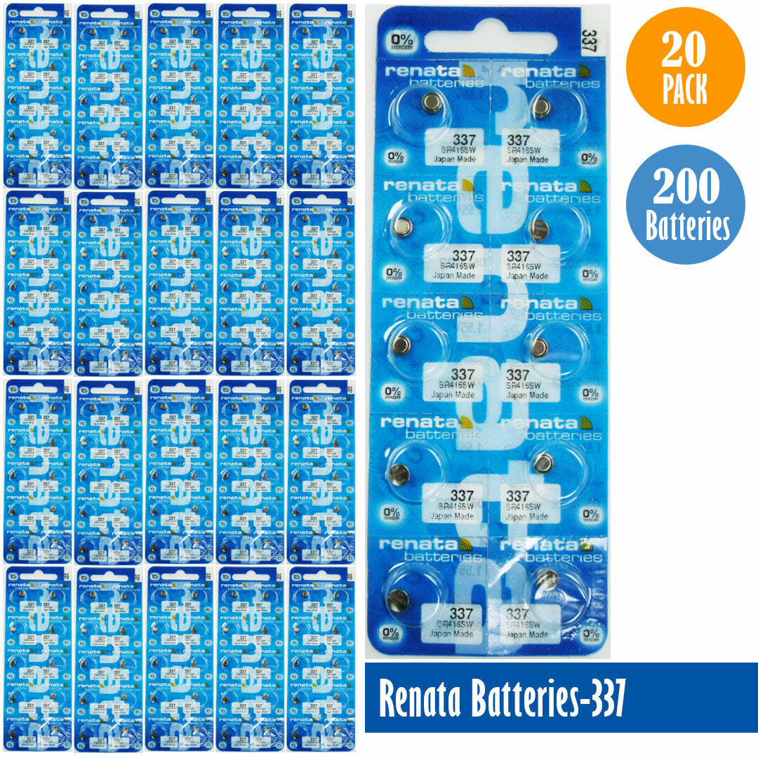 Renata 337 Watch Cell Battery SR416SW, Pack of 10 to 200