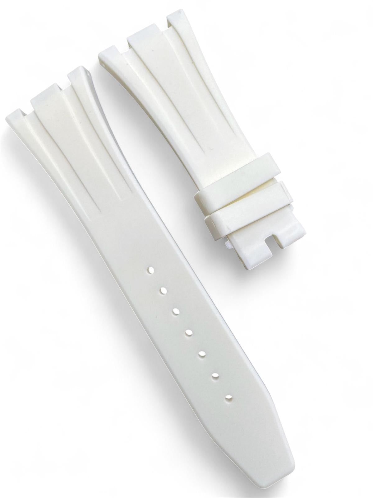 High-Quality Beige White Rubber Watch Band – 27mm for AP Watches | No Buckle