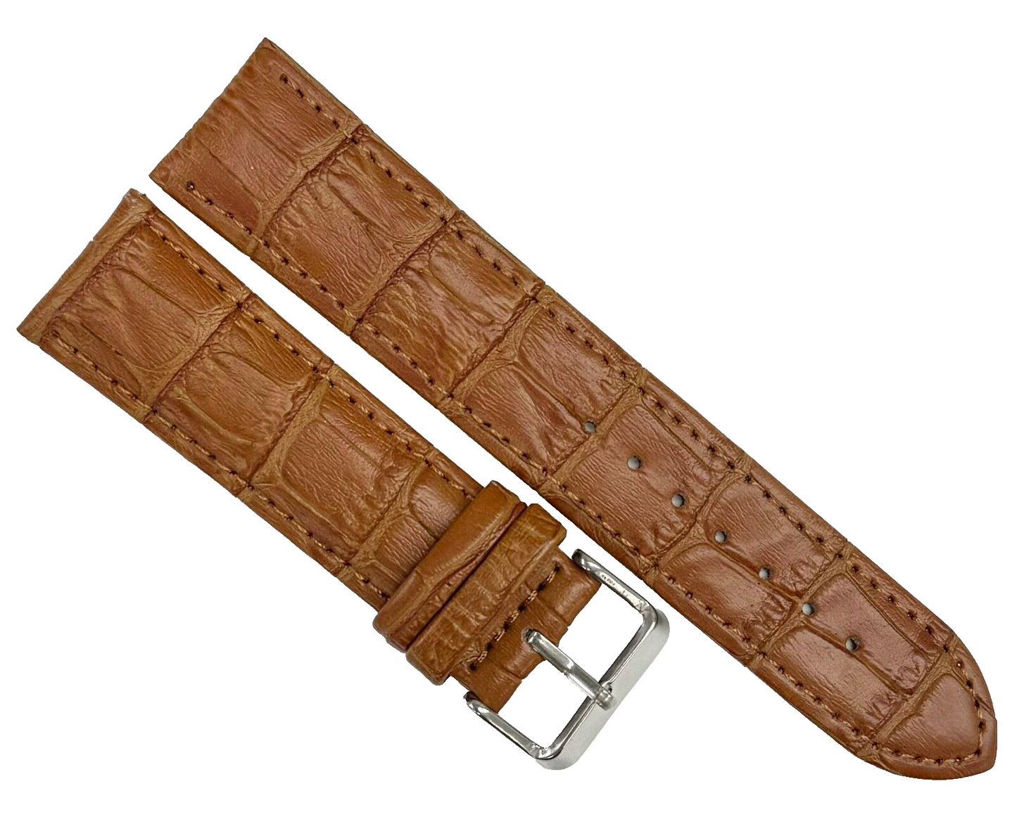 Lot of 6 Watch Bands Leather Alligator Grains L.Brown Padded 22mm XL