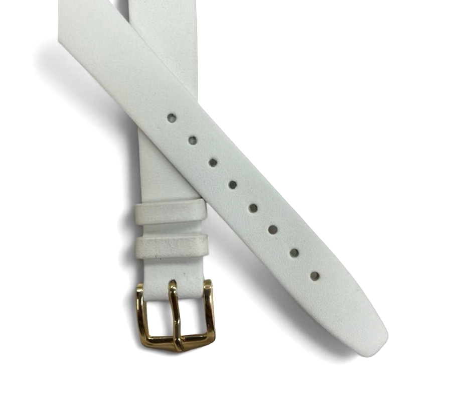14 mm Genuine Leather Quality Calf White Flat Open-Ended Ladies Watch Band