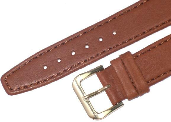 Watch Band Plain Tan (L.Brown) Genuine Leather  Flat Stitched 18mm (A1 Quality)