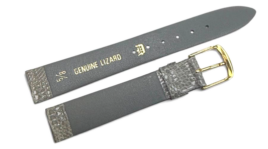 Vintage Downing Gray Lizard Grain w Gold Tone Buckle Watch Band 16mm