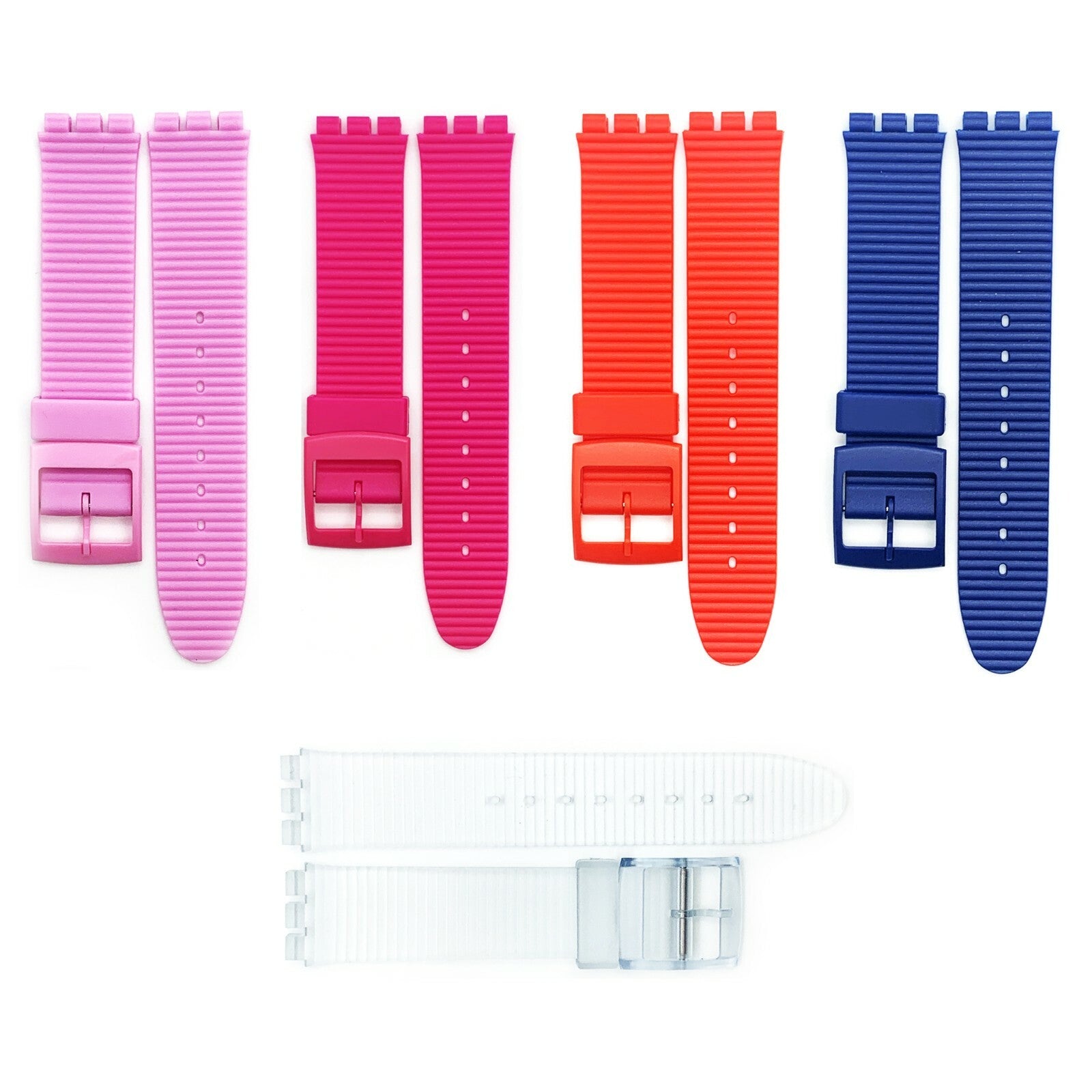 Swatch Watch Band 17 MM in Hot Pink, Red, Blue, Transparent Speed Bump Style