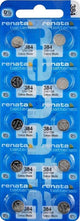 Ten (10)  Renata 384 Watch Battery  SR41SW SWISS MADE, 0% MERCURY