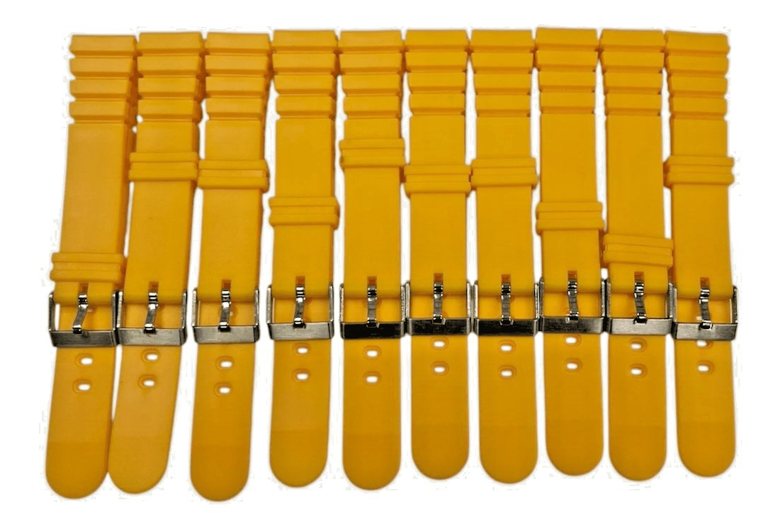 Lot Of 10,18MM PVC Plastic yellow Watch Band Replacement for CASIO & Others - Universal Jewelers & Watch Tools Inc.