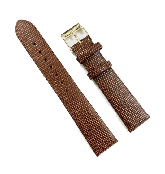 WATCH BAND GENUINE LEATHER LIZARD BROWN 18x16MM/LONG/REGULAR/SHORT TOP QUALITY