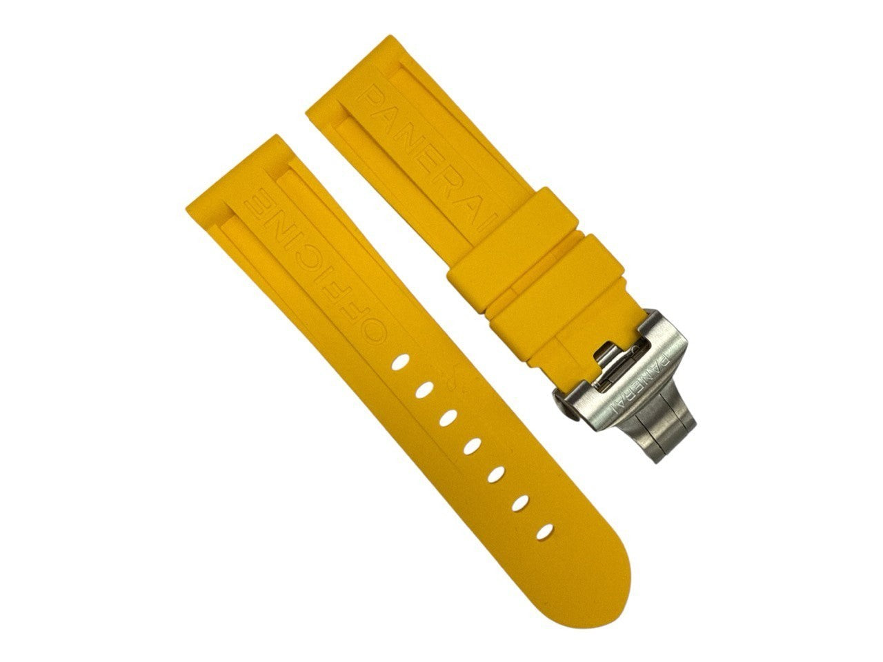 New Rubber Watch Band 24/22mm - Yellow Color for PANERAI w/ Deployment Clasp