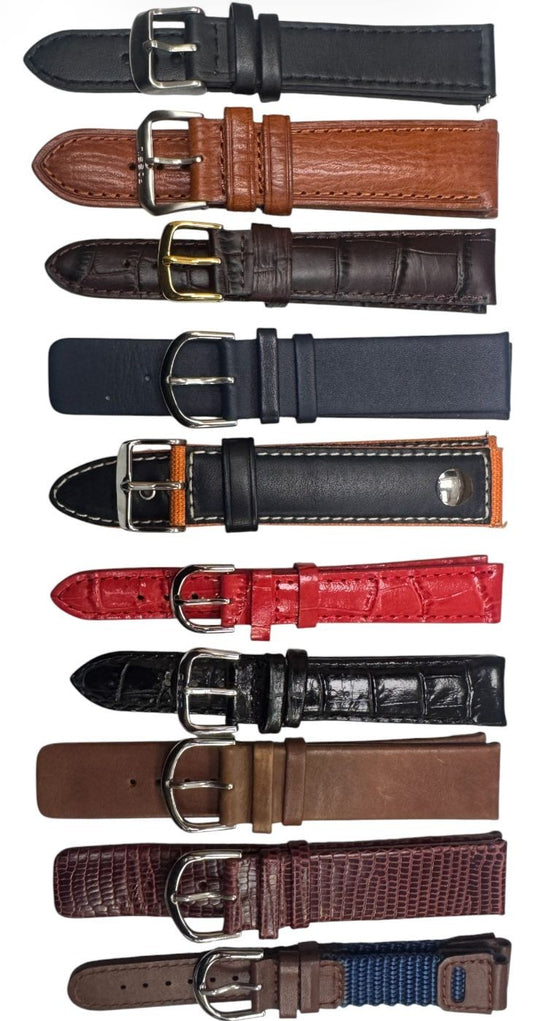 LOT OF 10 WATCH BANDS MIX SIZE STYLE AND COLORS 16-22mm
