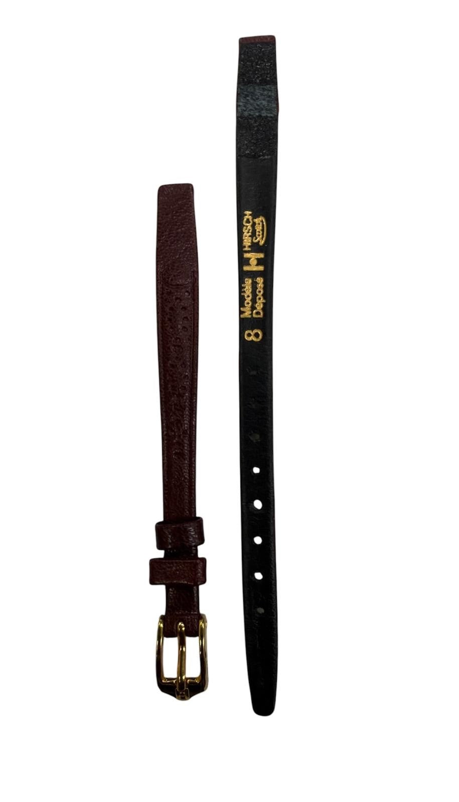 Hirsch "Scotch" open end 10 MM brown leather watch band strap