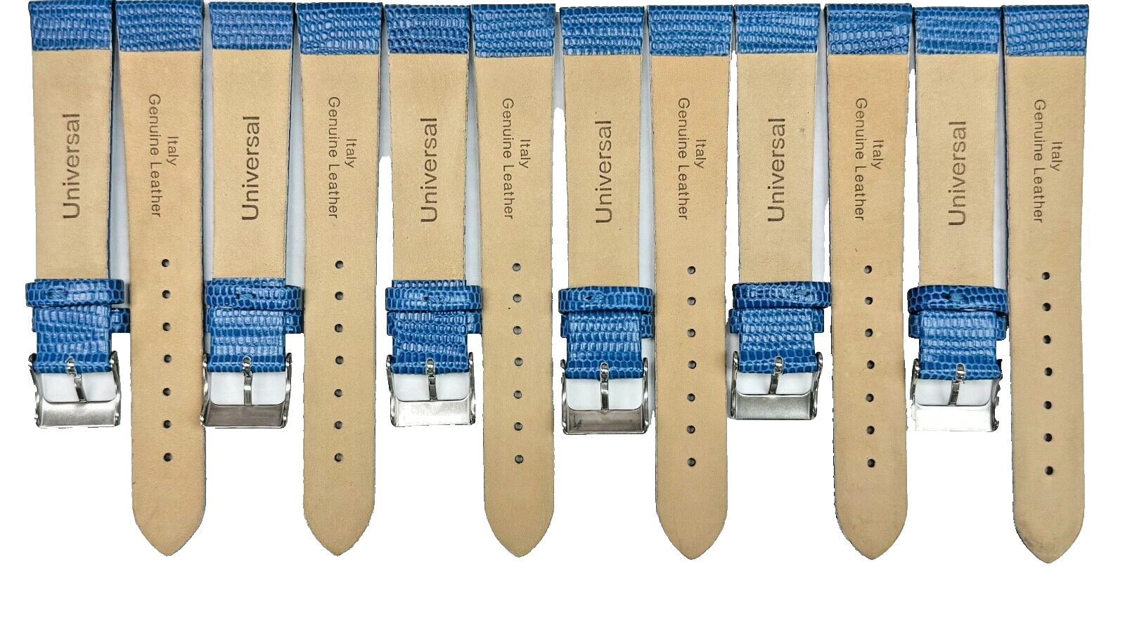 Watch Band Genuine Leather BLUE  Lizard Grain Flat 18MM (Lot of 6 bands)