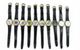 Lot of 10 New Logo Dial Quartz Watches – Gold-Tone Cases, Black Leather Straps