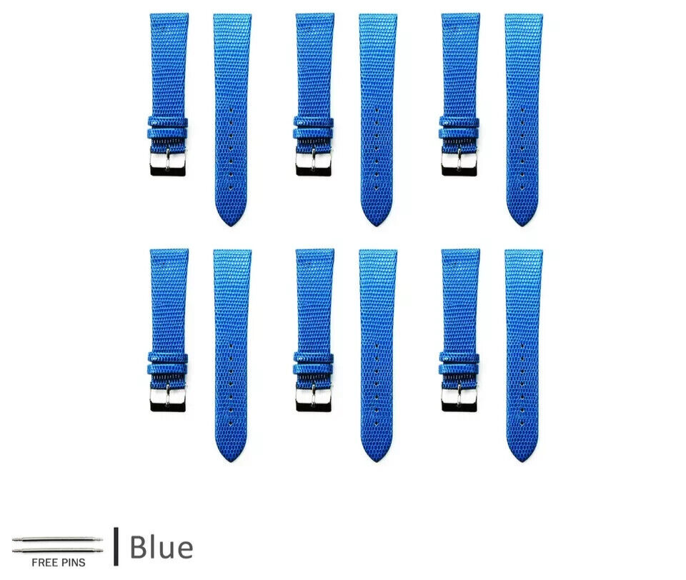 Lot of 50Pcs.Watch Bands Genuine Leather Lizard Grain Flat 16MM to 24MM 6 Colors