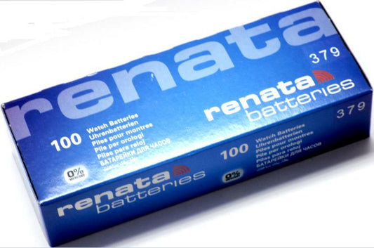 Renata 379 Watch Cell Batteries SR521SW, SWISS MADE, 0% MERCURY (Pack 100)