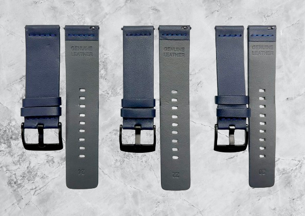 Flat Watch Bands, Blue Plain Genuine Leather 20MM to 24MM /Fits to MVD