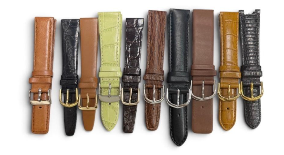LOT OF 10 WATCH LEATHER BANDS MIX SIZE STYLE AND COLORS 16-22mm