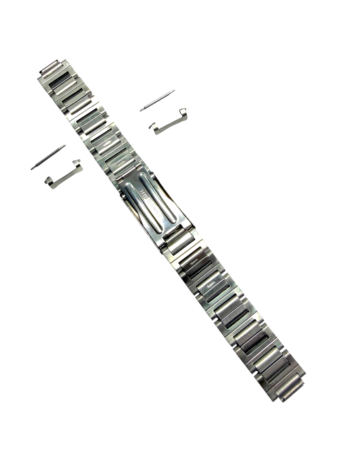 18mm Stainless Steel Metal Watch Band with 2 End Pieces & 2 Spring Bars