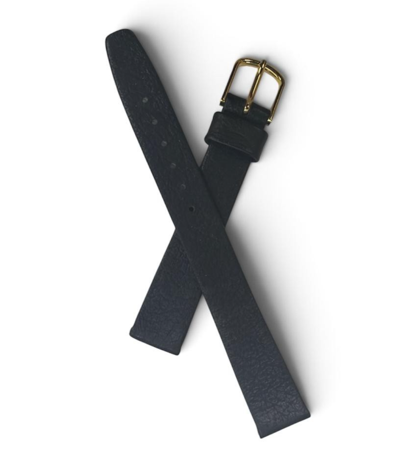 Genuine Leather Watch Strap Band Black - 14mm -MT14